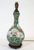 A Chinese porcelain famille verte baluster lamp,