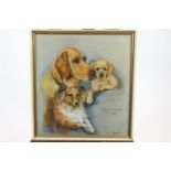 Marjorie Cox, pastel dog portrait 'Candy, Flossie and Honey', 49cm x 45cm,