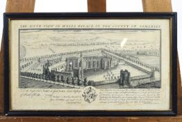 S & N Buck, The south view of Wells Palace in the County of Somerset, engraving,
