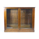 A 19th century mahogany two glazed door bookcase, of plain rectangular form,