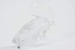 A Lalique cut glass figure of a cockerel, in large car mascot form, etched marks,