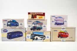 A collection of Corgi boxed die cast bus models with other similar items, to include a Routemaster,