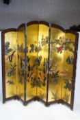 A Japanese six fold lacquer screen,
