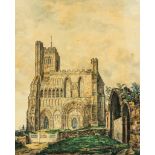 John Carte, The West facade of St Peters Church, Dunstable, watercolour,