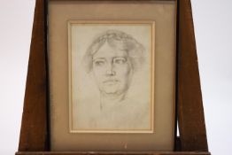 Late 19th century, portrait of Laurence Irving's first wife, pencil,