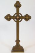 A large 19th century brass cross,