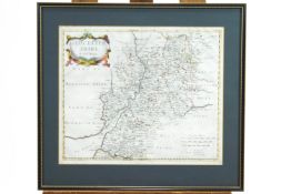 Robert Morden, a hand coloured map of Gloucestershire, framed and glazed,