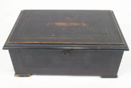 An Imhof & Mukle musical box, the cylinder 15cm long, within hinged ebonised case,