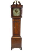 An early 19th century oak long case clock,