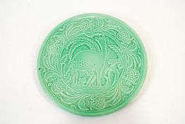 A Burleigh ware pottery green glazed Art Deco style charger, 20th century printed marks,