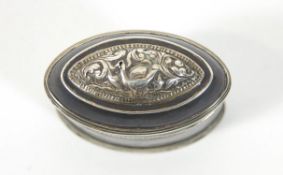A 19th century silver and copper mounted snuff box,