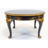A Chinoiserie lacquered circular coffee table, 20th century,