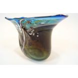 A Studio glass vase, of flared form and graduated blue-brown tint,