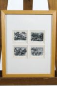 George Tute, R.W.A, a framed group of four wood engravings