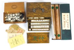 An oak cased H P Gibson & Sons Ltd mahjong set