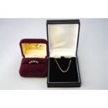 A collection of jewellery to include: A hallmarked 9ct gold twisted curb chain, bolt ring clasp,
