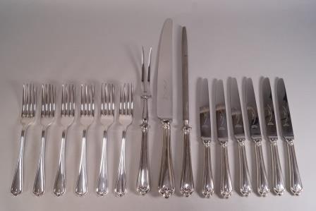 A set of plated flatware for twelve,