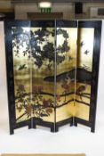 A Japanese Japanned four fold screen,