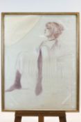 Adrian George, portrait of a lady, crayon, signed and dated 1987 lower right,