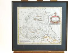 Robert Morden, a hand coloured map of the east Riding of Yorkshire, framed and glazed,
