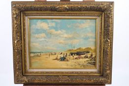 20th century School, 'On the Beach', oil on panel,