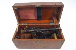 A H M Service Theodolite/Range finder, director No 5 Mark 1, in original wooden box,