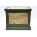 A painted pine blanket box with plinth base,