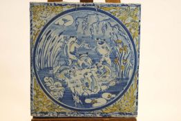 A large French faience tile,