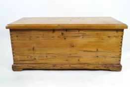 A 19th century pine blanket box, on bracket feet,