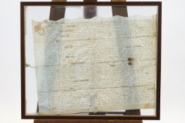 A framed Elizabethan Indenture, dated 1603,