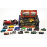 A collection of Matchbox Corgi, Burago die cast and plastic models of cars,