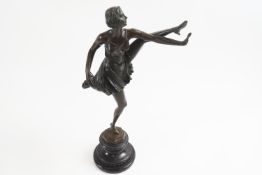 A Bruno sculpture of a dancer, after Bruno Zack, in the Art Deco style with leg outstretched,