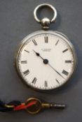 An L .Liomin open face pocket watch. The enamel dial (cracked) with roman numerals.