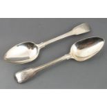 A pair of silver fiddle and thread tablespoons by Eley & Fearn,