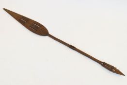 A South Sea Islands ceremonial Paddle club, with pointed leaf shaped head,