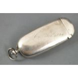 A silver combination Sovereign/vesta case, of plain rounded oval form, Birmingham 1897, 7cm,