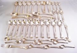 An extensive silver kings pattern part canteen of flatware