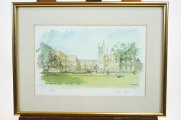 Hugh Casson, Quadrangle New College Oxford, coloured print, signed in pencil and numbered 17/500,