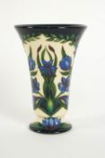 A Moorcroft 'Kaffir Lily' pattern trumpet shaped vase, designed by Shirley Hayes, circa 2003,