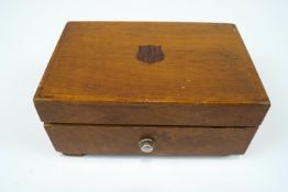 A Swiss two tune wood musical box of plain rectangular form,
