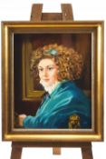 A pair of portraits of a lady and gentleman, oil on canvas, signed Ina Loner, lower right, framed,