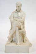 A Samuel Alcock Parian figure of The Duke of Wellington, circa 1852, printed marks,