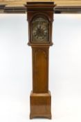 An oak long case clock, the brass & silver dial named for 'Charles Raymond,Lideway'