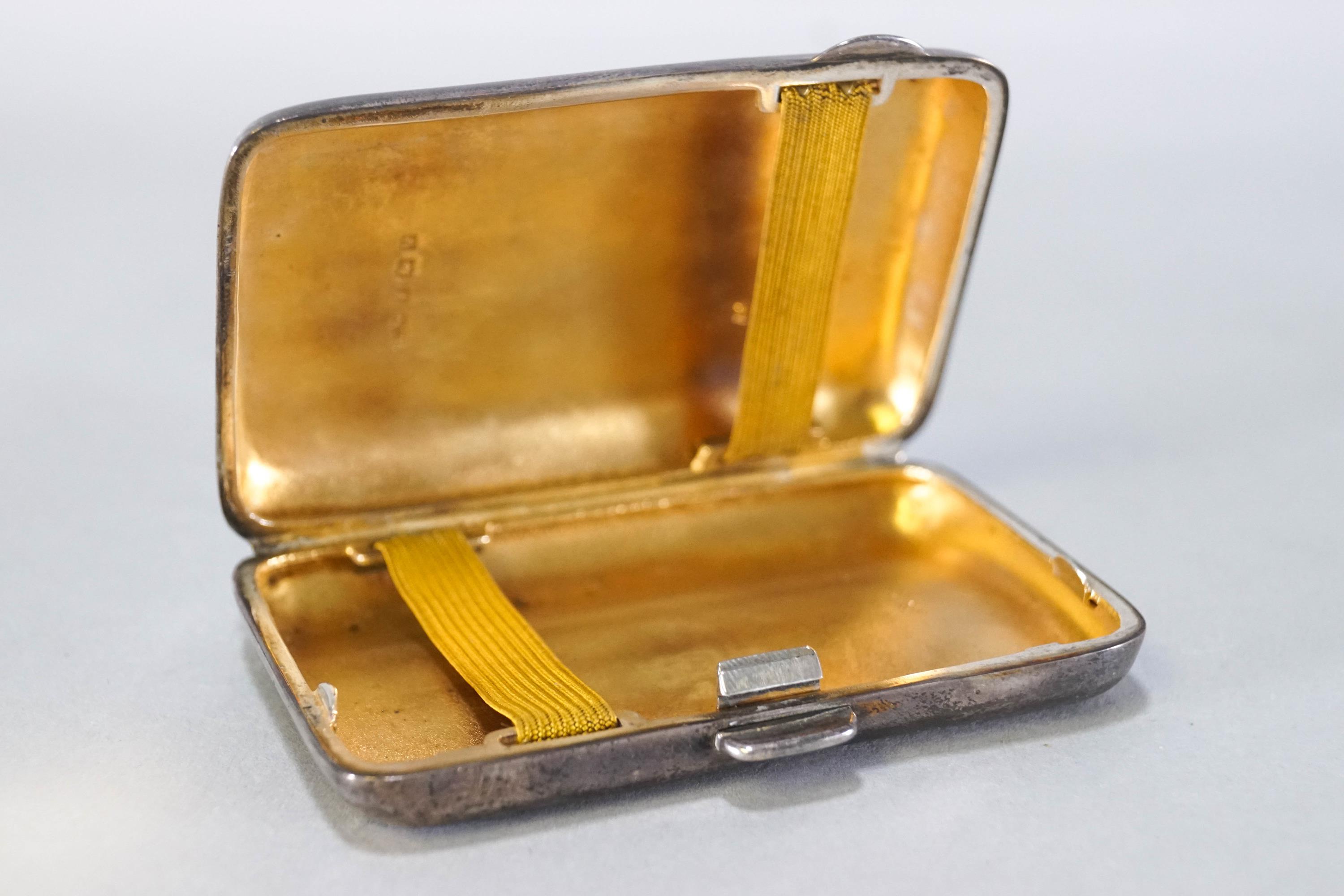 A plain silver rectangular shaped cigarette case, Birmingham 1920, - Image 4 of 5