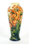 A Moorcroft 'Peruvian Lily' pattern vase, of slender baluster form, circa 2000,