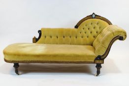 A Victorian Japanned chaise longue,