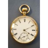 A gold plated Waltham & co open face pocket watch. Manual wind movement; reference: 8395033.