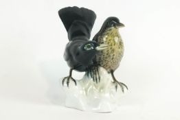 A Rosenthal model of two blackbirds, 20th century, printed green marks, incised and impressed marks,