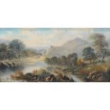 R Lewis, Landscapes, oil on canvas, a pair signed lower left, 30.5cm x 61.5cm.