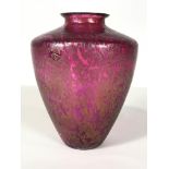 A Royal Brierley Studio iridescent pink art glass vase, etched mark,